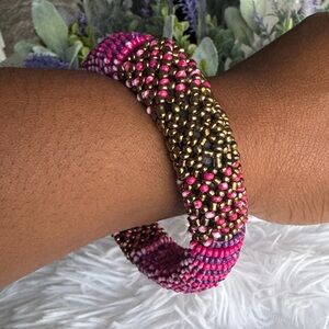 Handmade micro bead bangle bracelet